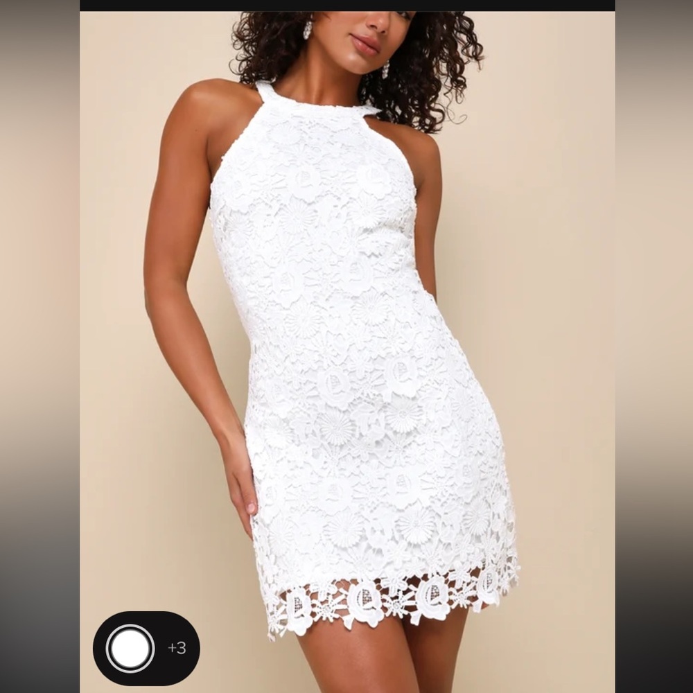 Lulus M love poem ivory lace mini dress